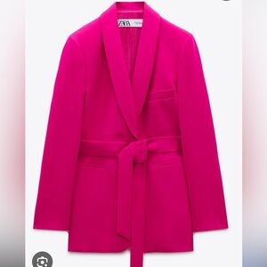 🌸FULL SUIT! Zara gorgeous belted tuxedo blazer + pants flattering feminine BNWT